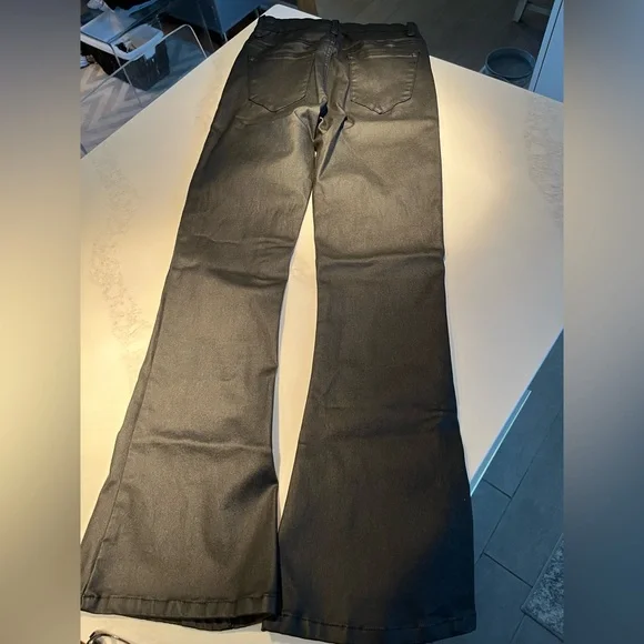 Women’s edikted black faux leather flare jeans. Size small. - Picture 6 of 10